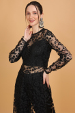 Net Beads Embroidered Black Straight Cut Trouser Suit for Wedding & Party
