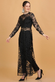 Net Beads Embroidered Black Straight Cut Trouser Suit for Wedding & Party