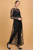 Net Beads Embroidered Black Straight Cut Trouser Suit for Wedding & Party