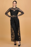 Net Beads Embroidered Black Straight Cut Trouser Suit for Wedding & Party