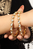 Alloy Gold Plated Kundan Studded Bangles