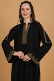 Cambric Cotton Beads Embroidered Black Trouser Suit for Wedding & Party