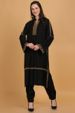 Cambric Cotton Beads Embroidered Black Trouser Suit for Wedding & Party