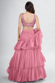 Carnation Pink Chiffon Embroidered Lehenga