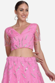Carnation Pink A Line Wedding Wear Lehenga in Net