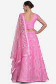 Carnation Pink A Line Wedding Wear Lehenga in Net