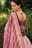 Carnation Pink Silk Stone Embroidered Panelled Style Lehenga