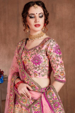 Carnation Pink Soft Silk Embroidered Lehenga