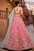 Carnation Pink Tissue Embroidered Lehenga For Wedding