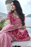Carnation Pink Viscose Silk Embroidered Light Weight Saree
