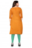 Carrot Orange Cotton Embroidered Churidar Suit