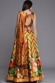 Carrot Orange Silk Printed A Line Lehenga 