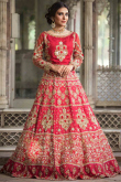 Carrot Pink Silk Embroidered Lehenga Choli 