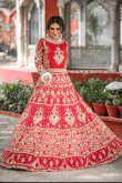 Carrot Pink Silk Embroidered Lehenga Choli 