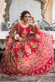 Carrot Pink Silk Embroidered Lehenga Choli 