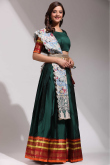 Casual Wear Bottle Green Lehenga in Silk
