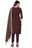 Casual Wear Wine Maroon Weaved Thread Cotton Churidar