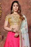 Cerise Pink Art Silk Embroidered Lehenga
