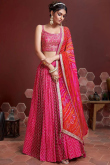 Cerise Pink Crepe Embroidered Wedding Wear Lehenga