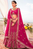 Cerise Pink Georgette Embroidered Lehenga