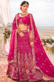 Cerise Pink Georgette Embroidered Lehenga