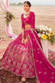 Cerise Pink Georgette Embroidered Lehenga