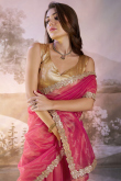 Cerise Pink Net Embroidered Shimmer Saree