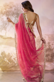 Cerise Pink Net Embroidered Shimmer Saree