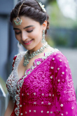 Cerise Pink Net Embroidered Wedding Wear Lehenga 