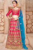 Cerise Pink Net Floor Length Lehenga