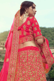 Cerise Pink Satin A-Line Embroidered Lehenga