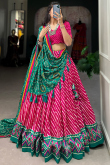 Cerise Pink Silk Blend Lehenga With Printed Work For Diwali