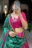 Cerise Pink Silk Blend Lehenga With Printed Work For Diwali
