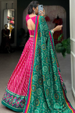 Cerise Pink Silk Blend Lehenga With Printed Work For Diwali