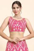 Cerise Pink Silk Embroidered A Line Lehenga 