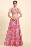 Cerise Pink Silk Embroidered A Line Lehenga 
