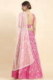 Cerise Pink Silk Embroidered A Line Lehenga 