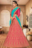 Cerise Pink Silk Lehenga for Wedding Wear with Dori embroidery
