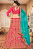 Cerise Pink Silk Lehenga for Wedding Wear with Dori embroidery
