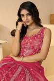 Cerise Pink Tissue Silk Embroidered Flared Style Lehenga