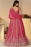 Cerise Pink Tissue Silk Embroidered Flared Style Lehenga