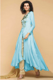 Light Blue Silk Embroidered Eid Anarkali Suit