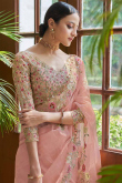 Dusty Pink Organza Embroidered Saree