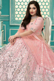 Faux Mirror Embroidered Georgette Mauve Pink Lehenga