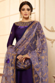 Dark Purple Silk Churidar Suit