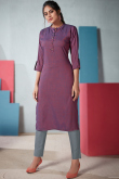 Purple Rayon Kurti With Cigarette Pant