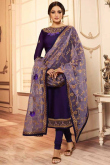 Dark Purple Silk Churidar Suit