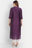 Chanderi Silk Dark Purple Embroidered Festival Wear Ready Made Kurti