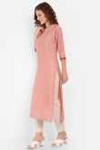 Chanderi Silk Ready Made Kurti in Light Pink Colour for Festival