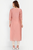 Chanderi Silk Ready Made Kurti in Light Pink Colour for Festival
